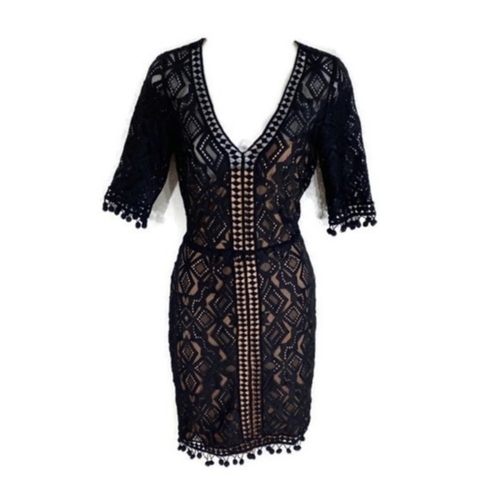 Gianni Bini black lace nude sheath dress 2
